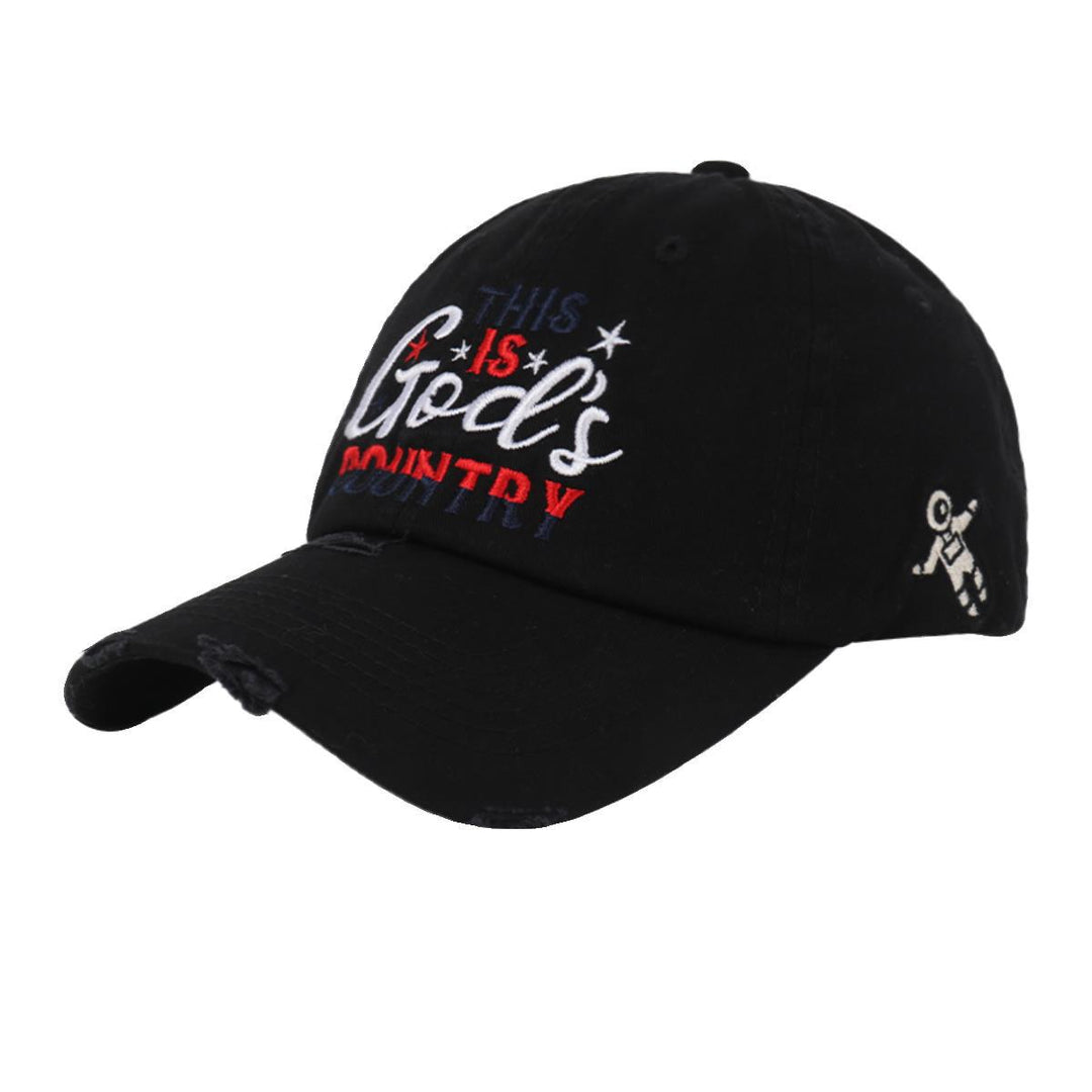 Men's Distressed Embroidered Baseball Cap Bowlift