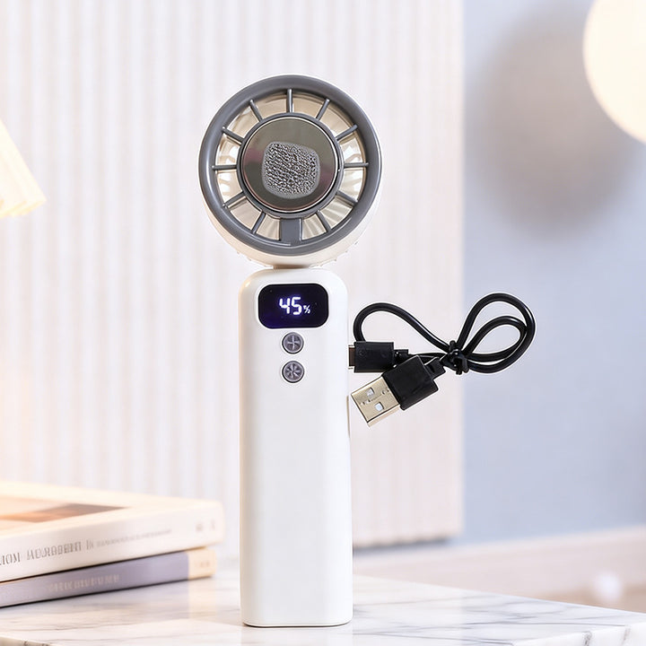 Women Portable Mini USB Fan with Digital Display Bowlift