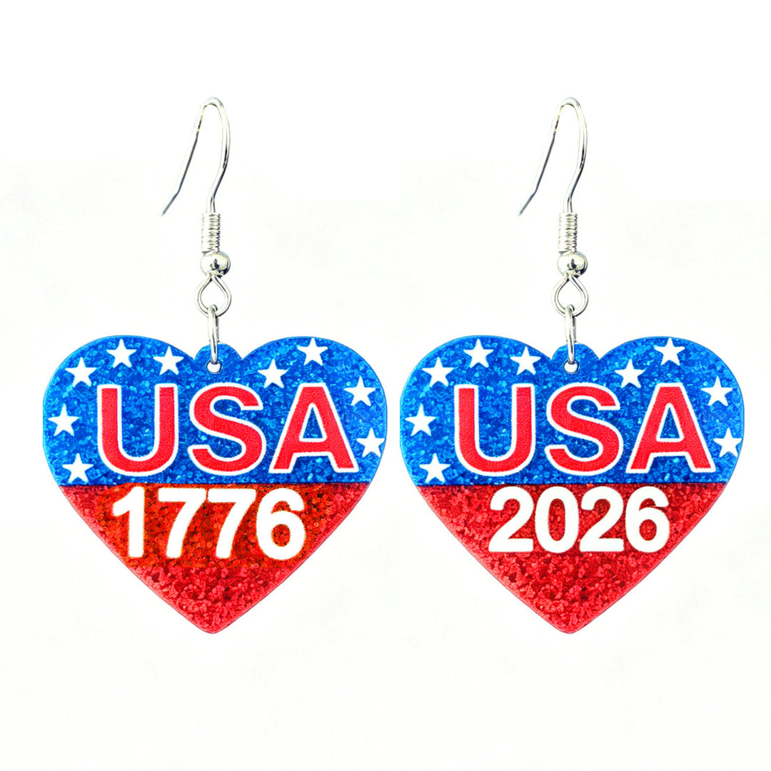 Ladies nan glittering bow earrings with stud closure and star stripe motif Bowlift
