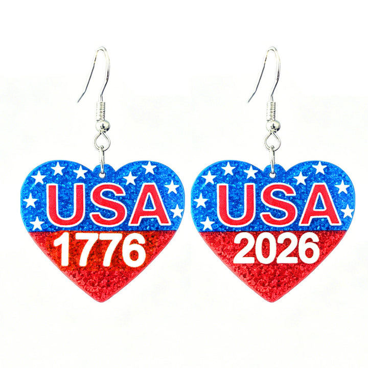 Ladies nan glittering bow earrings with stud closure and star stripe motif Bowlift
