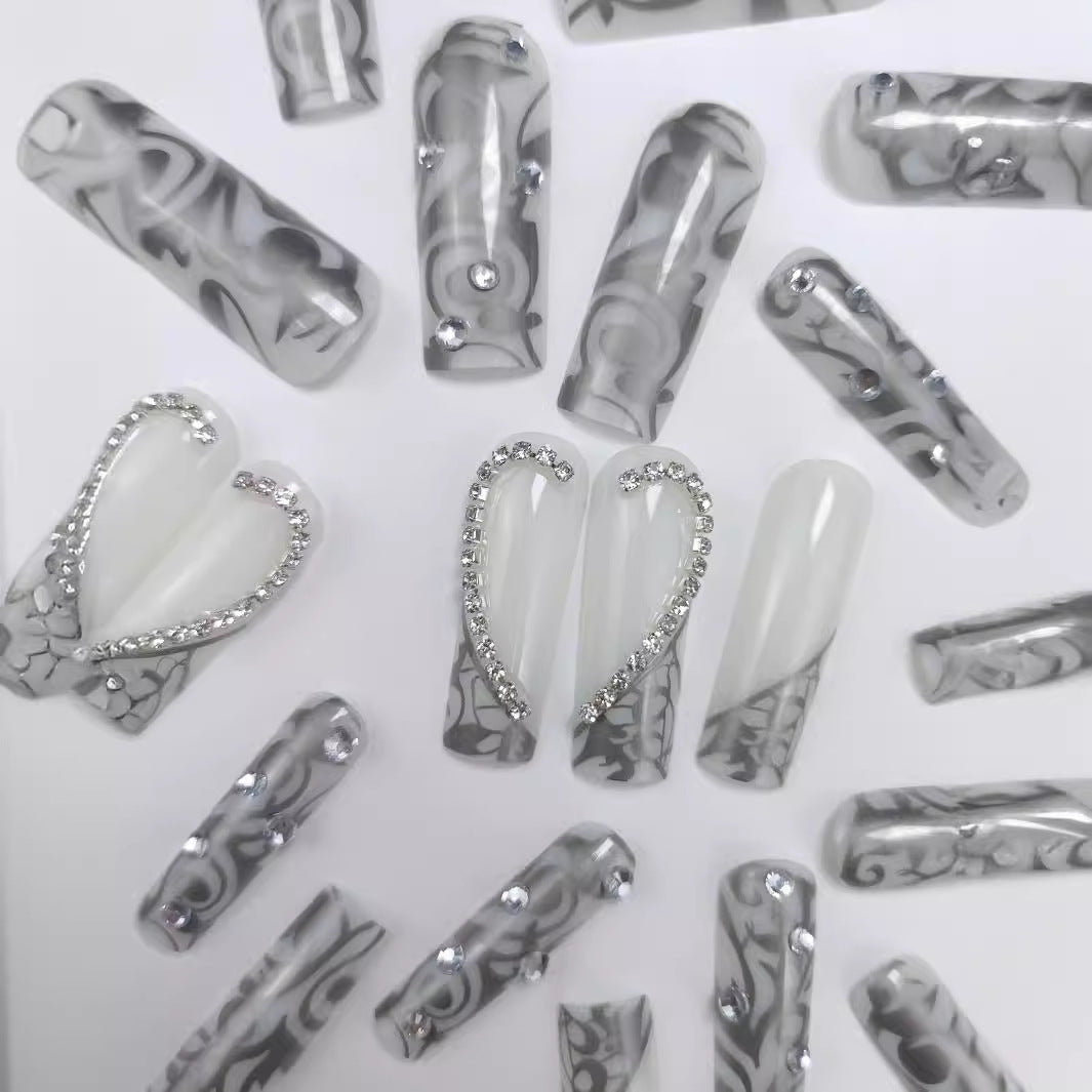 Glamorous 3D Floral Design Press-On Nails Bowlift