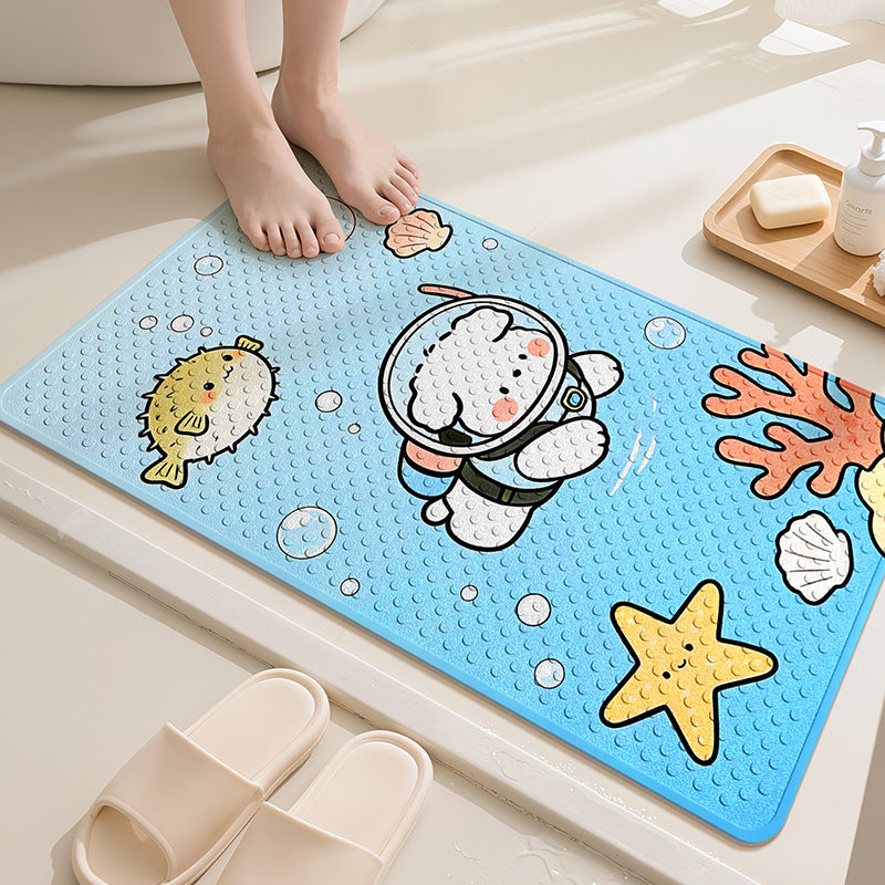 Playful Cartoon Dog Bath Mat Bowlift