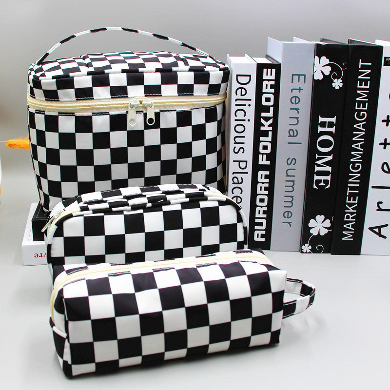 Checkered Pattern Pencil Pouch Bowlift