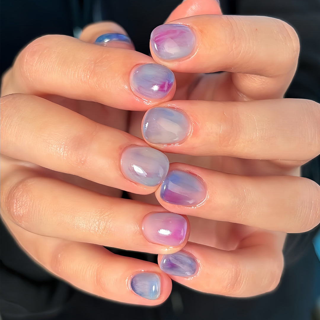 Artistic Watercolor Nail Extensions Bowlift