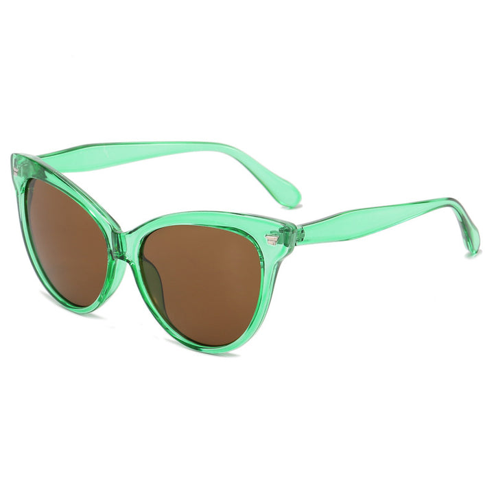 Ladies trendy cat-eye sunglasses with transparent frame and blue lenses Bowlift