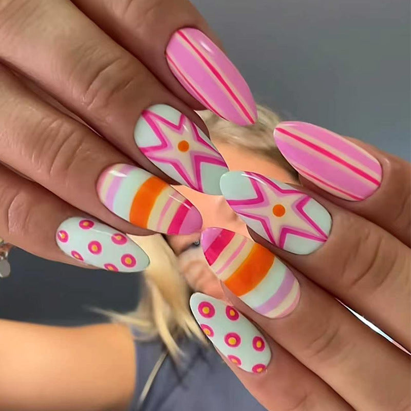Themed Vibrant Press-On Nail Art Bowlift