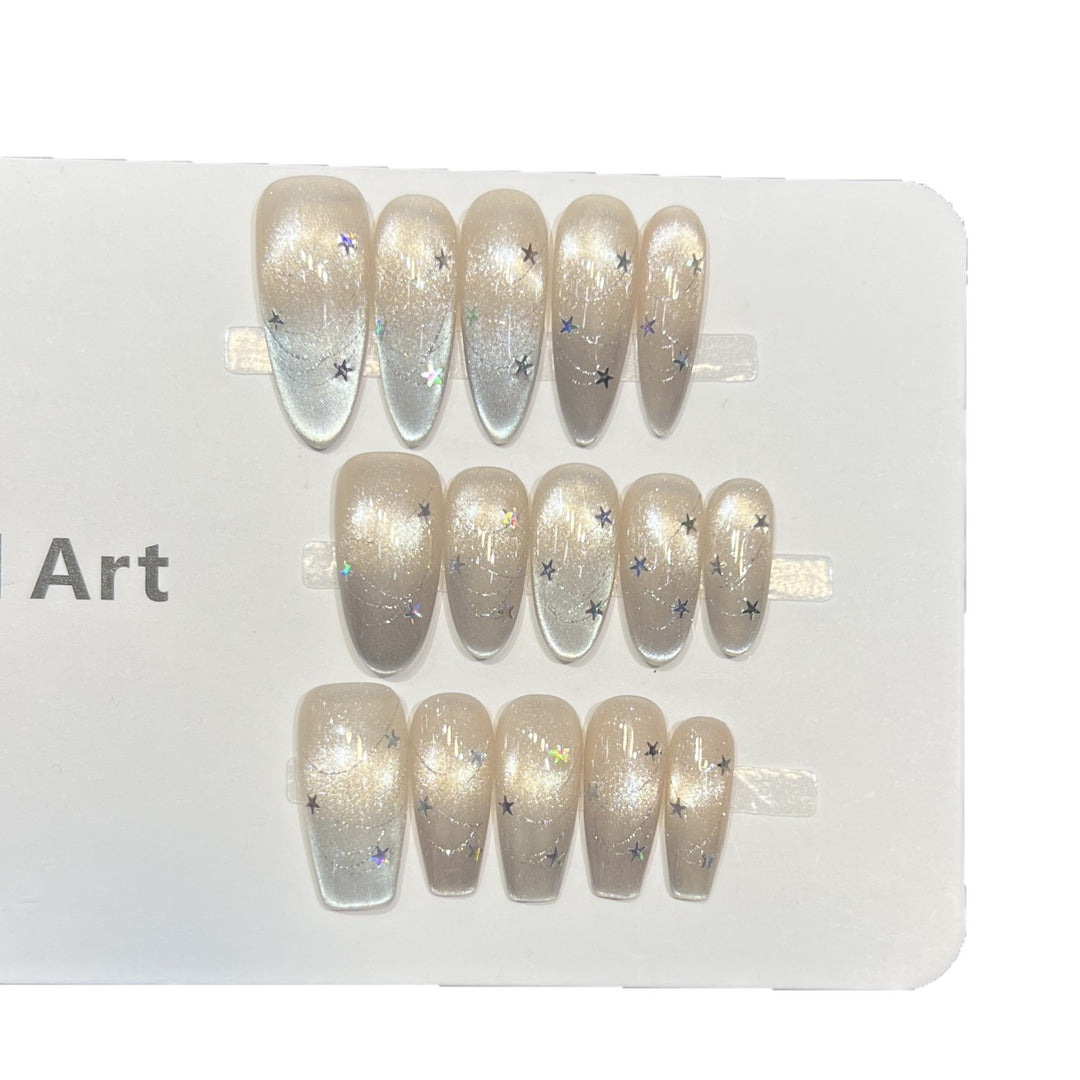 Cosmic Star-Accent Press-On Nail Set Bowlift