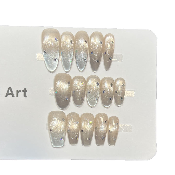 Cosmic Star-Accent Press-On Nail Set Bowlift