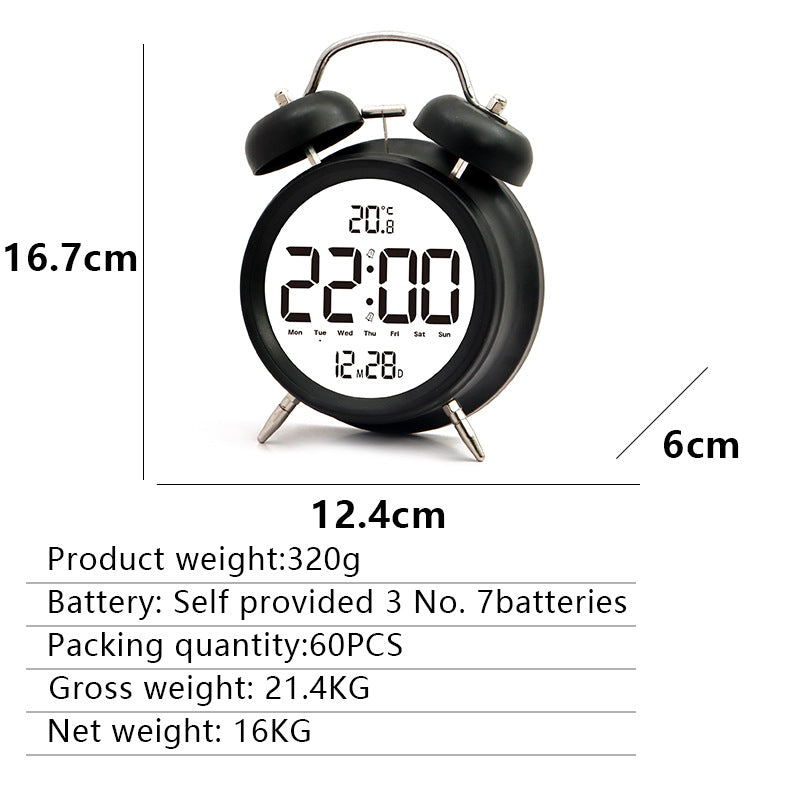 Digital alarm clock with large LED digits and temperature sensor Bowlift
