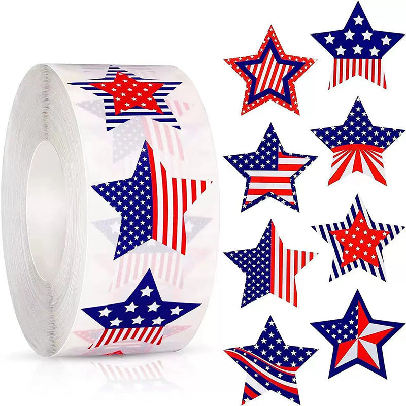 Unisex nano sticker set with patriotic star motifs in roll format, removable and versatile Bowlift