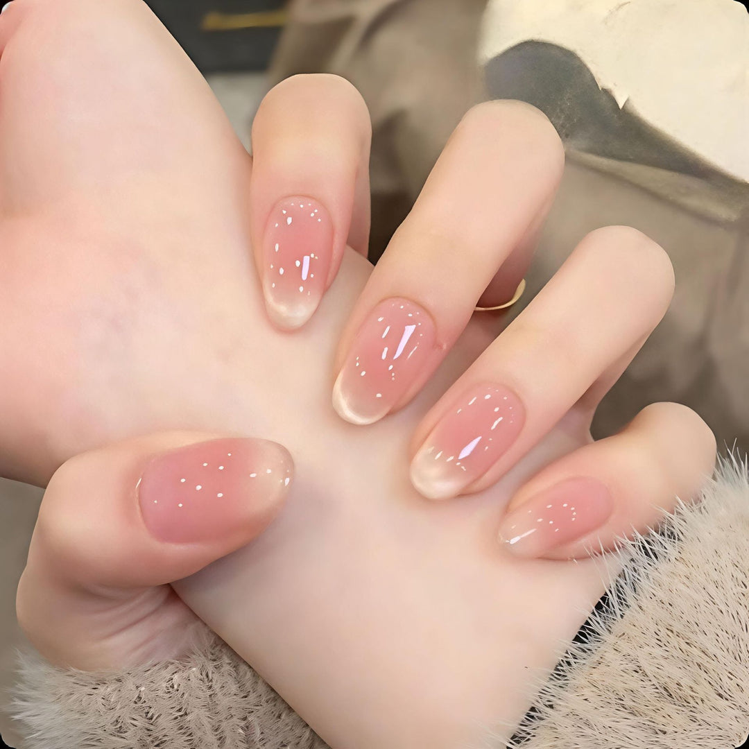 Natural Glossy Press-On Nail Set Bowlift