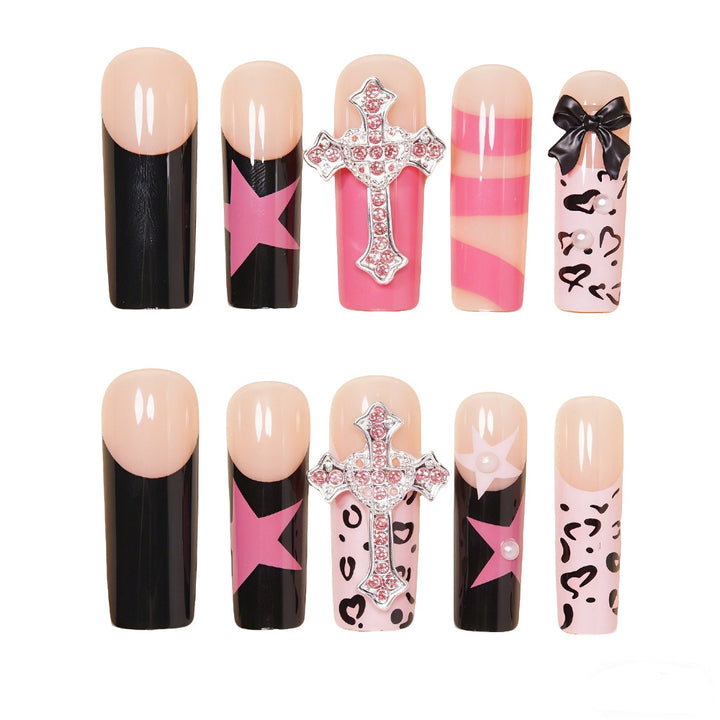 Decorative Cross and Bow Nail Art Bowlift