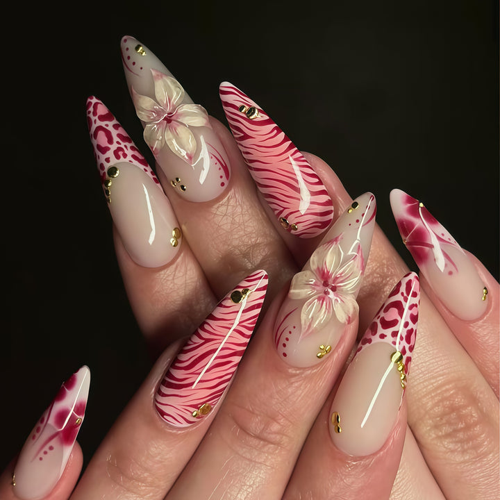 Designer Floral Nail Art Extensions Bowlift