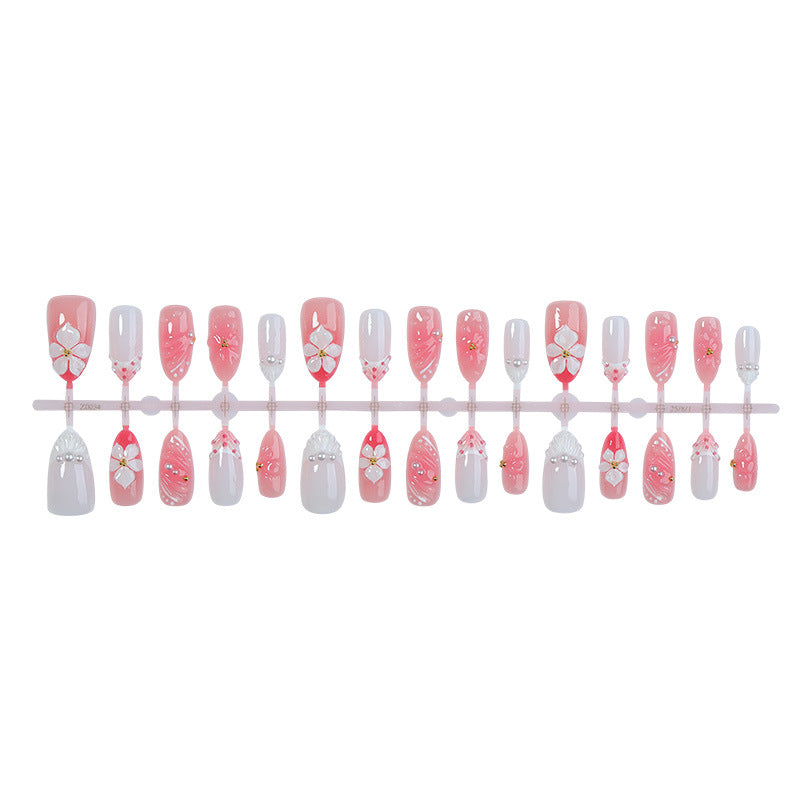 Artistic Floral Press-On Nail Set with 3D Accents Bowlift