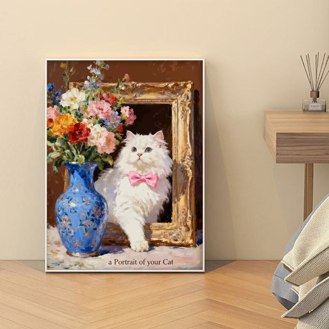 Decorative Cat-Themed Art Print Bowlift