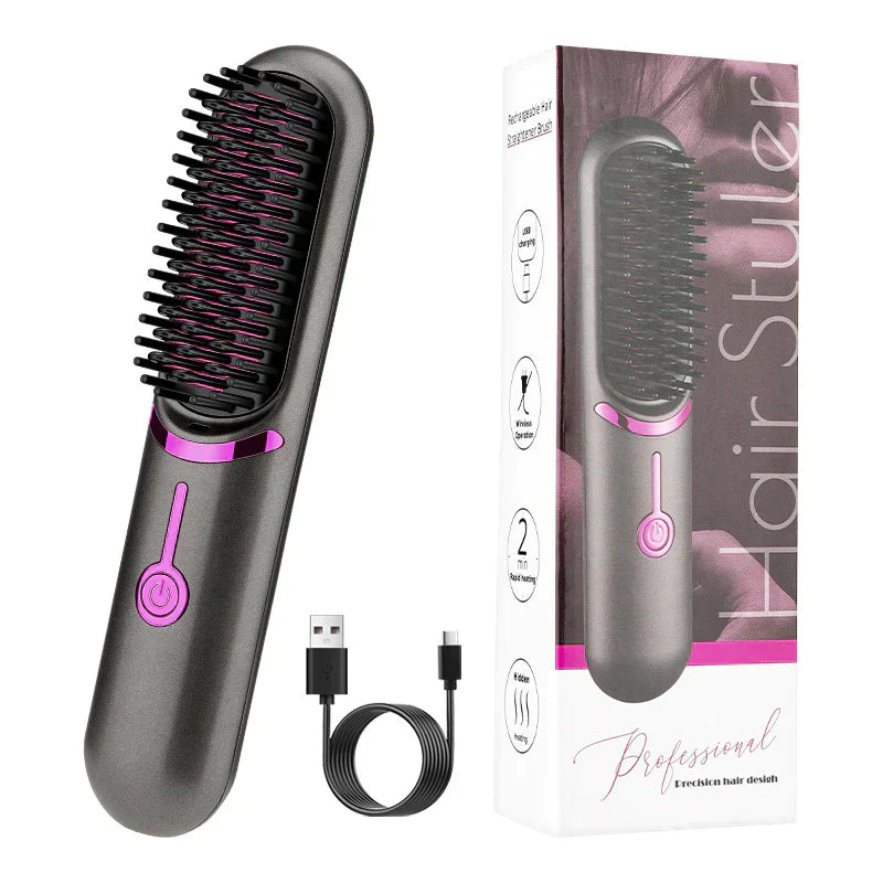 Tima Brush - Wireless Rechargeable Straightening Iron Brush Bowlift