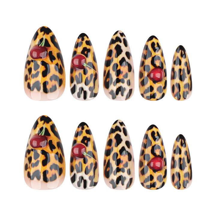 Artful stiletto nails with leopard pattern and accents Bowlift