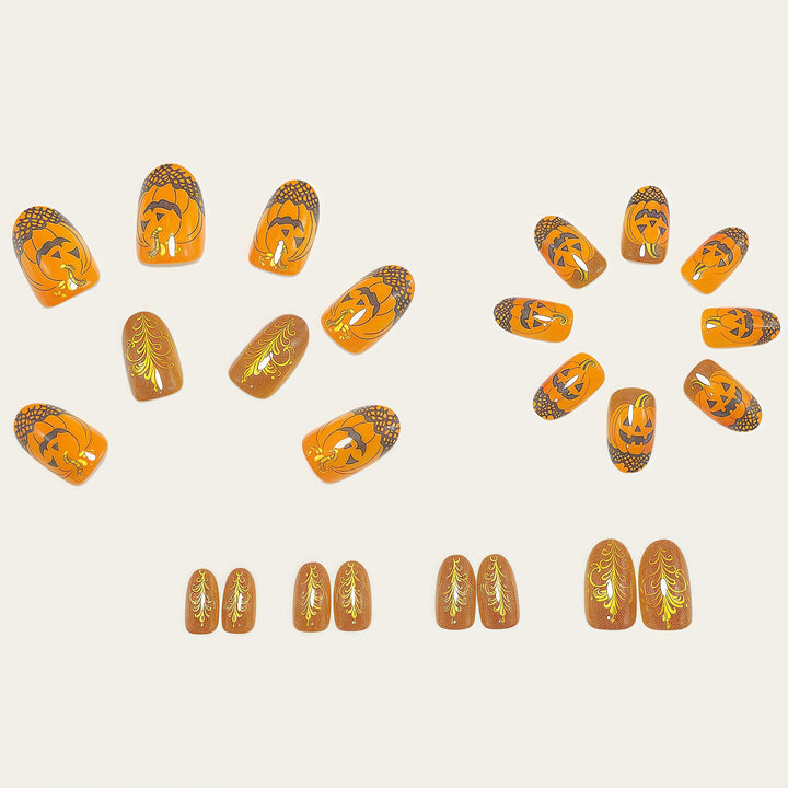 Halloween Artificial Nails with Pumpkin Design Bowlift