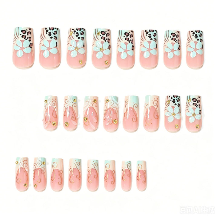 Decorative Long Press-On Nail Design Bowlift
