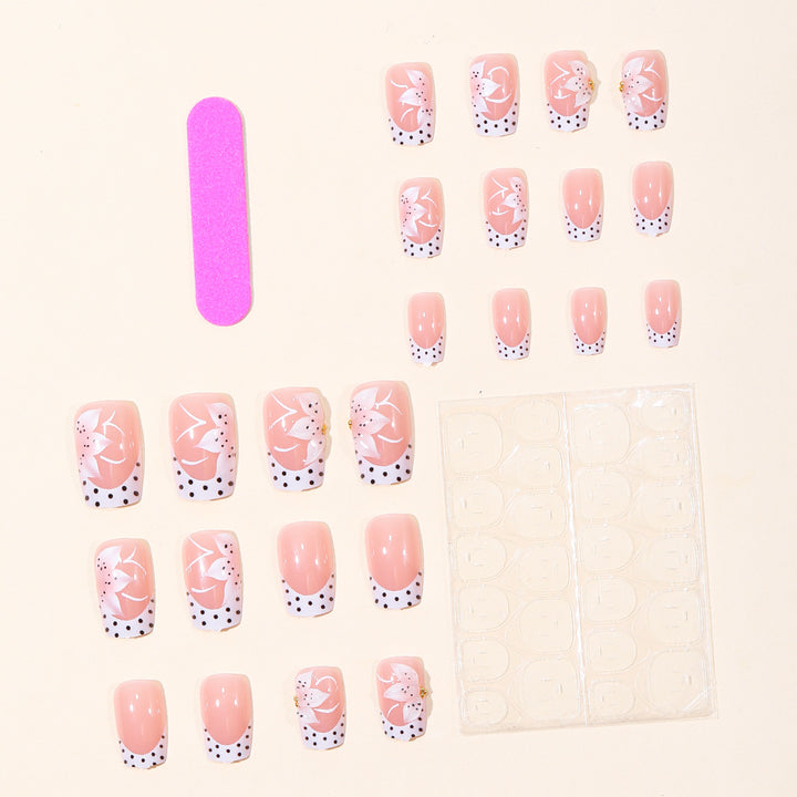 Floral French Tip Acrylic Nail Art Bowlift