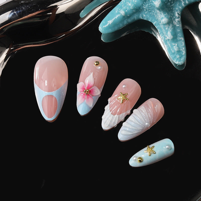 Artistic Sea-Inspired Press-On Nail Set Bowlift