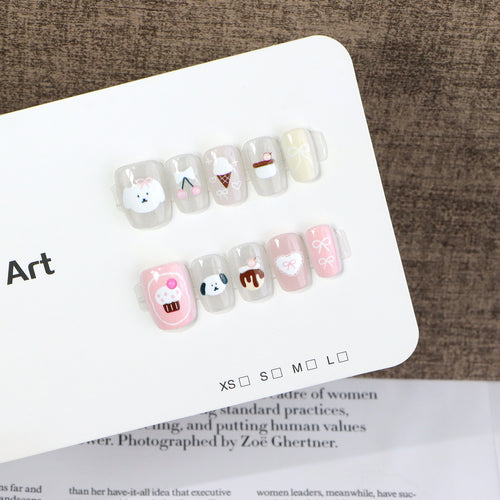 Whimsical Dessert-Themed Press-On Nail Art Set Bowlift