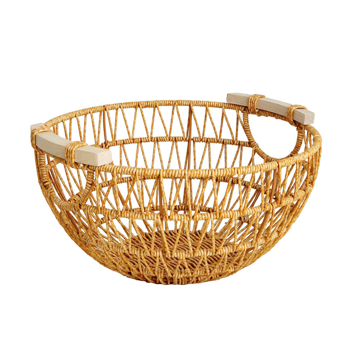 Ladies Decorative Storage Basket with Wooden Handles Bowlift