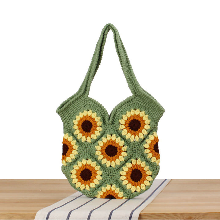 Creative crochet handbag with unique sunflower pattern Bowlift