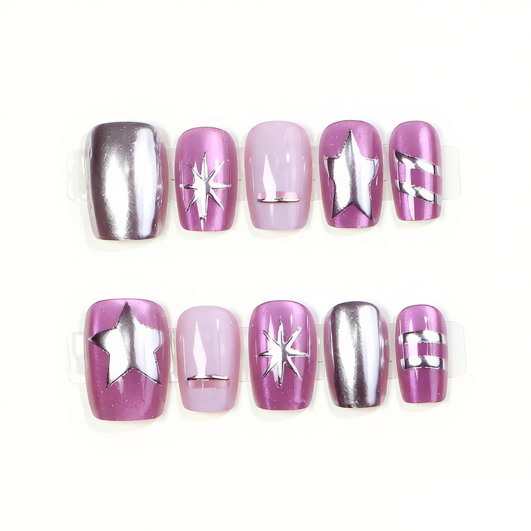 Artistic Press-On Nail Design Bowlift