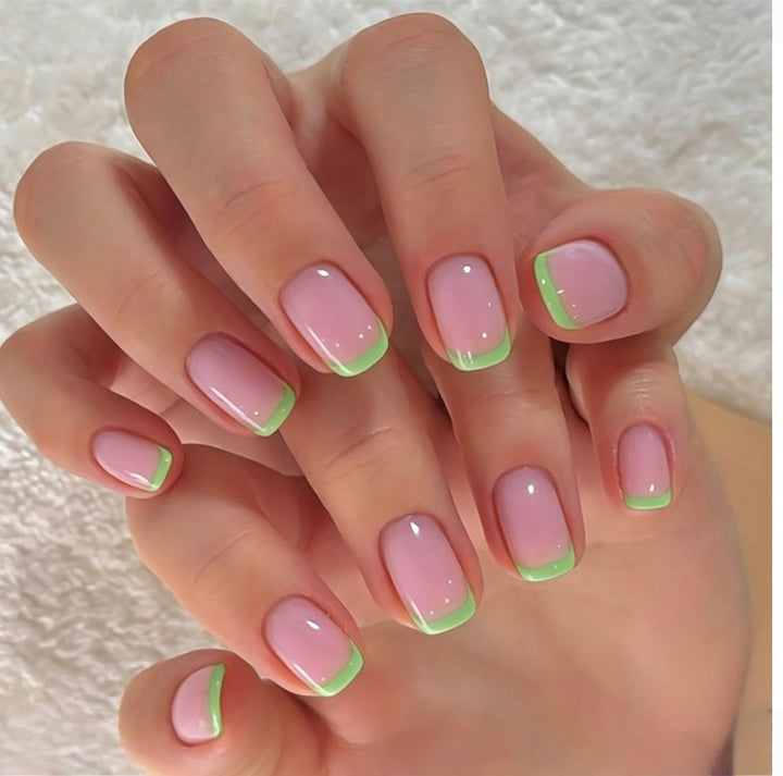 Chic French Tip Acrylic Press-On Nails Bowlift