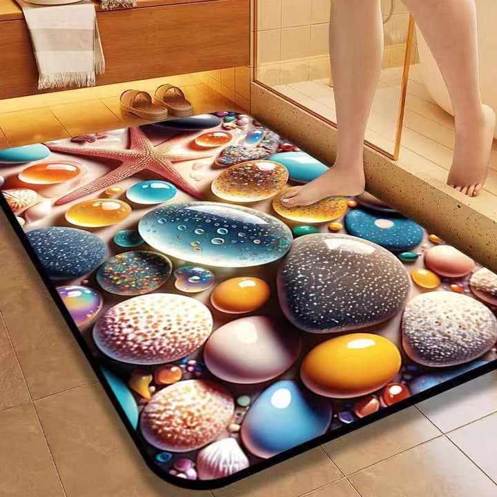 Decorative Stone Pattern Bath Mat Bowlift