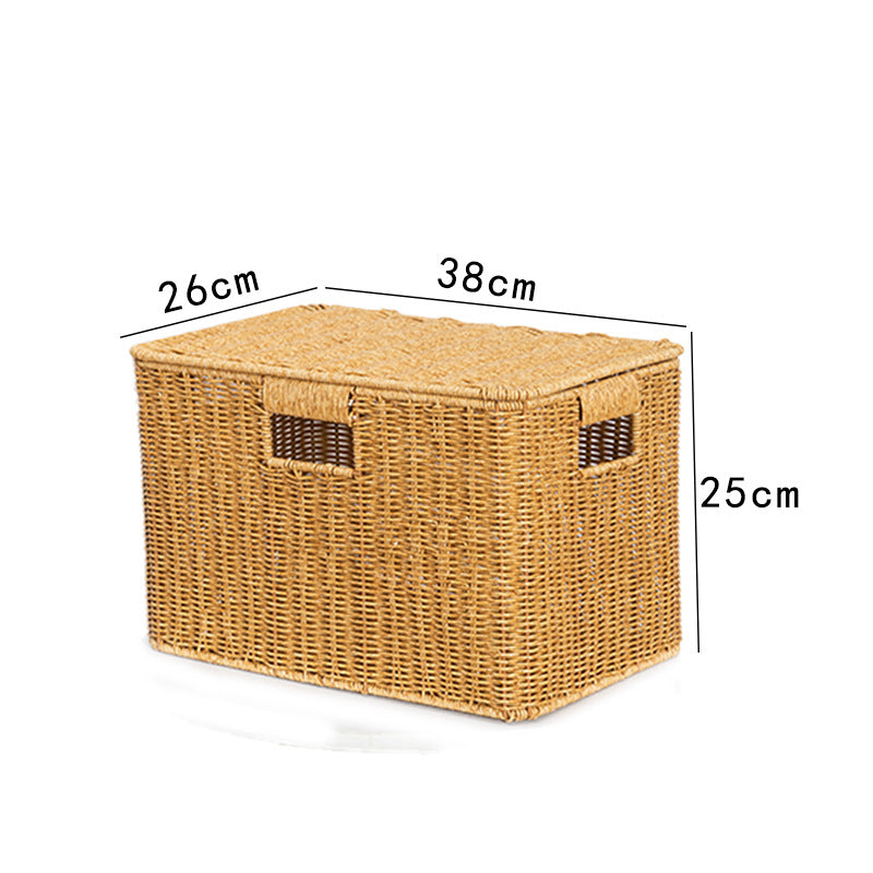 Women's Rectangular Storage Basket with Lid made of Natural Material Bowlift