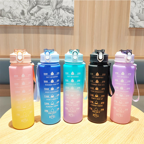 Women Motivating Water Bottle with Integrated Time Markers Bowlift