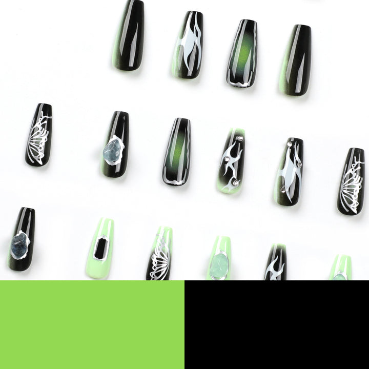 Artful Nail Extensions with Unique Glitter Accents Bowlift