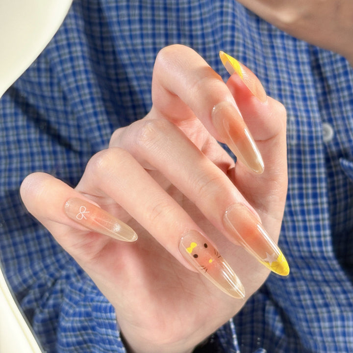 Decorative Press-On Nail Set with Unique Patterns Bowlift