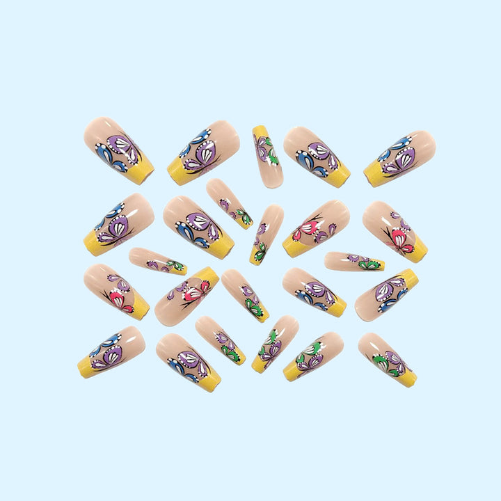 Colorful artificial nails with butterfly design Bowlift