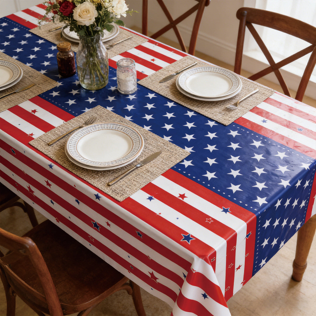 Unisex nan coated tablecloth with stars and stripes pattern, wipeable and waterproof Bowlift