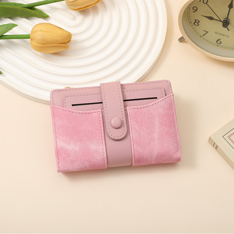 Textured Multi-Pocket Snap Closure Wallet Bowlift