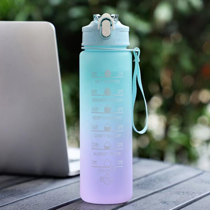 Women's Motivation Water Bottle with Integrated Time Marking Bowlift