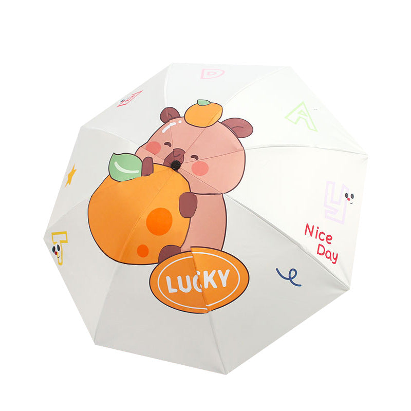 Women's Folding Umbrella with Animal Character Bowlift