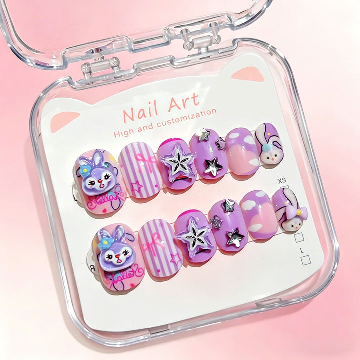 Customized Cartoon-Inspired Press-On Nail Art Set Bowlift