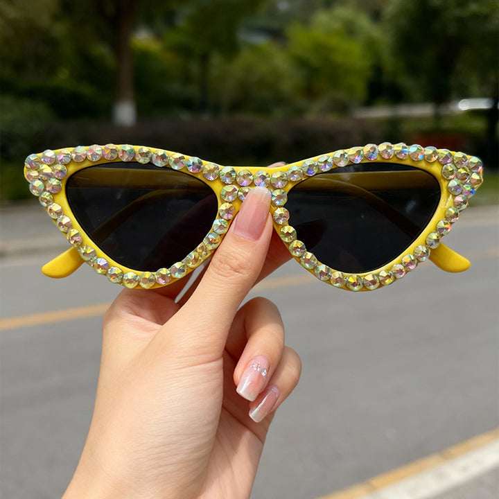 Glamorous Rhinestone-Accented Cat-Eye Sunglasses Bowlift
