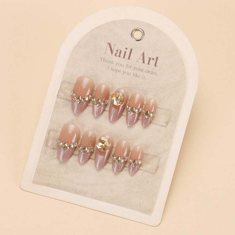 Glamorous Press-On Nail Set with Decorative Gemstone Accents Bowlift