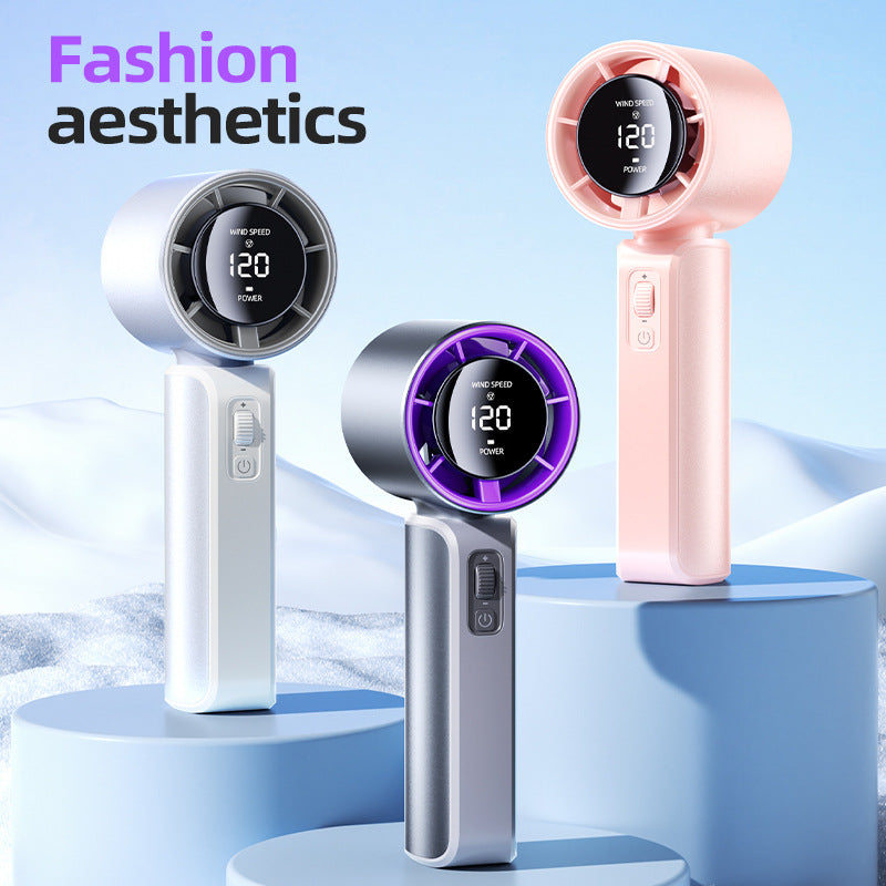Unisex nan compact high-speed handheld fan with LED display rechargeable battery and quiet turbine Bowlift