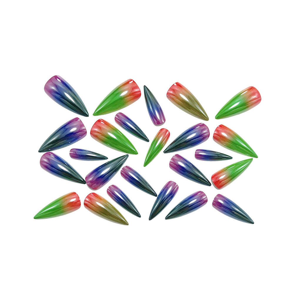 High-shine artificial nails in trendy multicolor design Bowlift