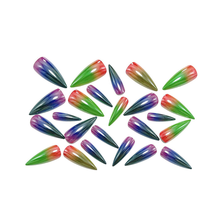 High-shine artificial nails in trendy multicolor design Bowlift