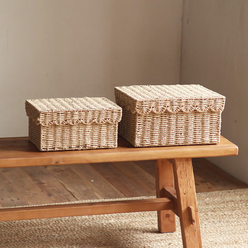 Storage basket with lid and reed design Bowlift
