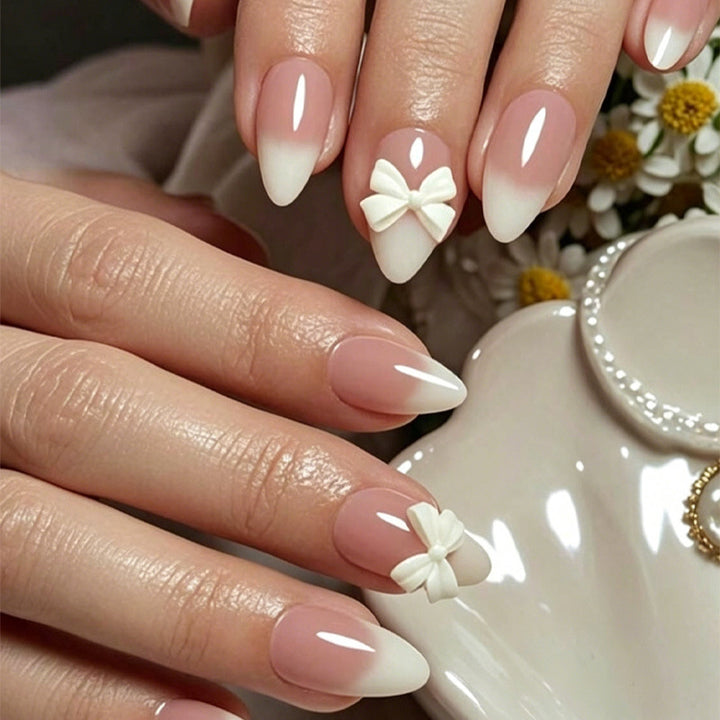 Elegant French Tip Press-On Nail Collection Bowlift