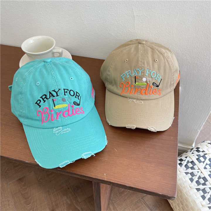 Women's Casual Distressed Embroidered Baseball Cap Bowlift