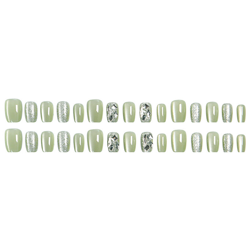 Acrylic nail set with elegant glitter design and creative effects Bowlift